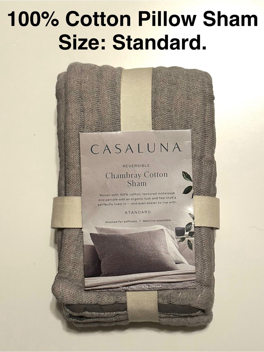 Casaluna Chambray Cotton Pillow Sham Reversible
